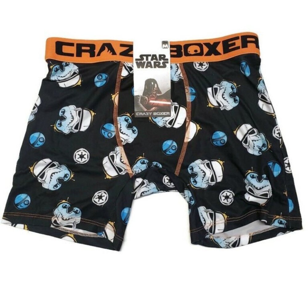 Disney Star Wars Storm Troopers Boxer Briefs Crazy Boxer Black Mens Size M